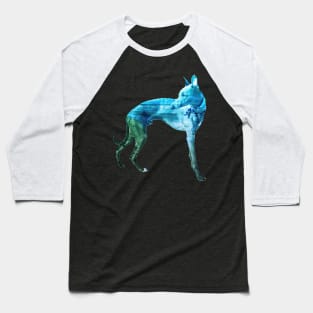 Aqua & Green Waves Whippet Baseball T-Shirt